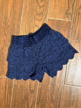 Justice Navy Crochet Lace Skort - Scalloped Hem